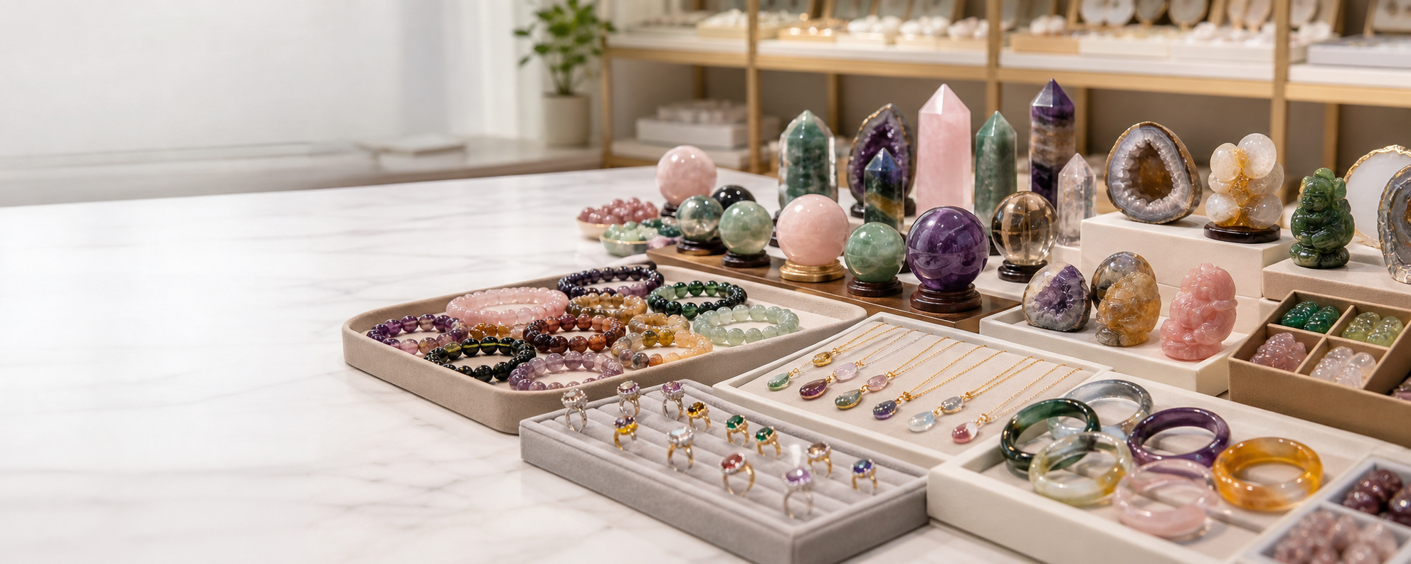 Wholesale natural crystal jewelry product display